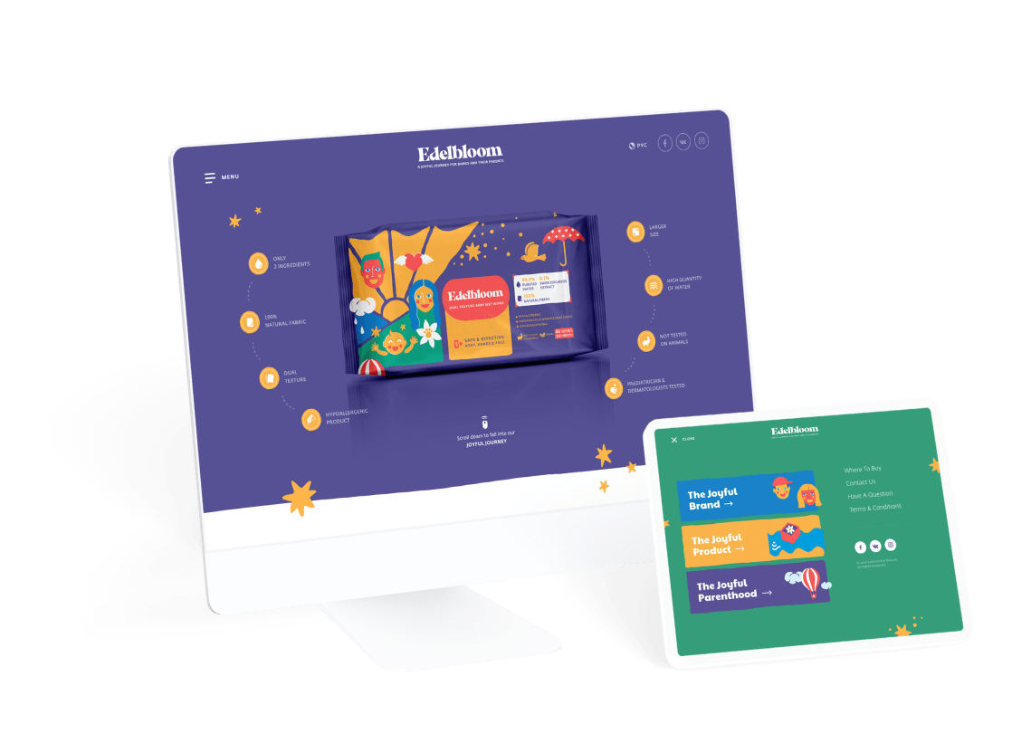 Edelbloom. Natural Hypoallergenic Baby Wet Wipes