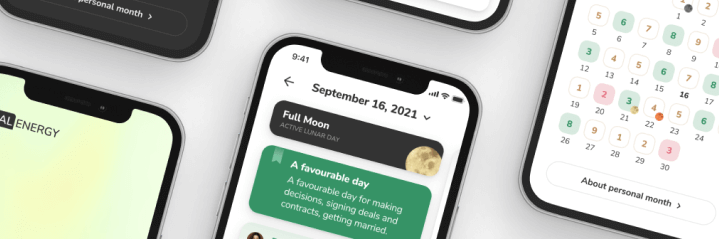 Calenergy App. Personal Calendar with Favorable & Unfavorable Days